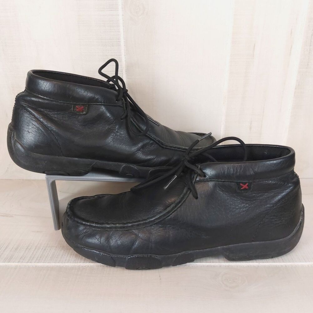 Twisted X Chukka Driving Moc Ankle Boots Mens Size 8M Black Leather MDM0016